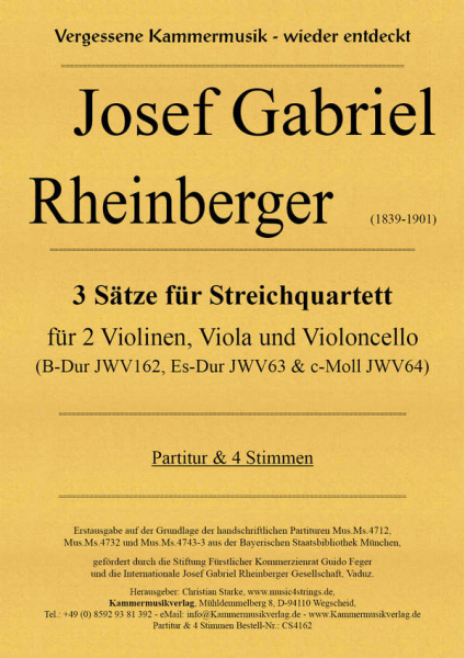 3 Sätze für Streichquartett für 2 Violinen, Viola und Violoncello