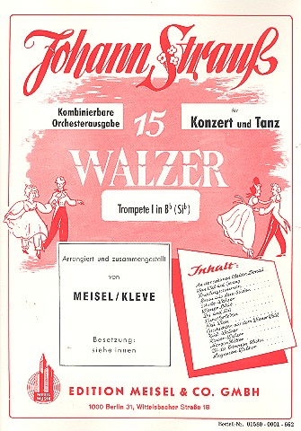 15 Walzer für Konzert und Tanz für Salonorchester