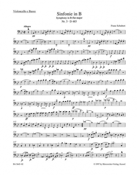 Sinfonie B-Dur Nr.5 D485 für Orchester
