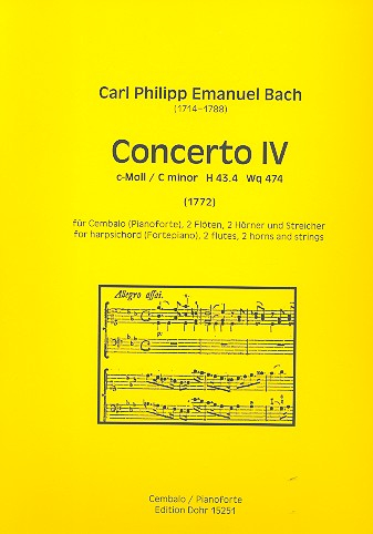 Konzert c-Moll Nr.4 H43,4 Wq474 für Cembalo (Klavier) und Orchester