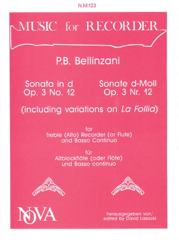 Sonate d-Moll op.3,12 für Altblockflöte und Bc