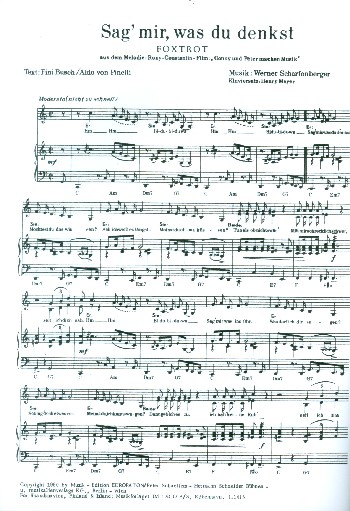 Sag mir was du denkst und Va bene: für Gesang und Klavier