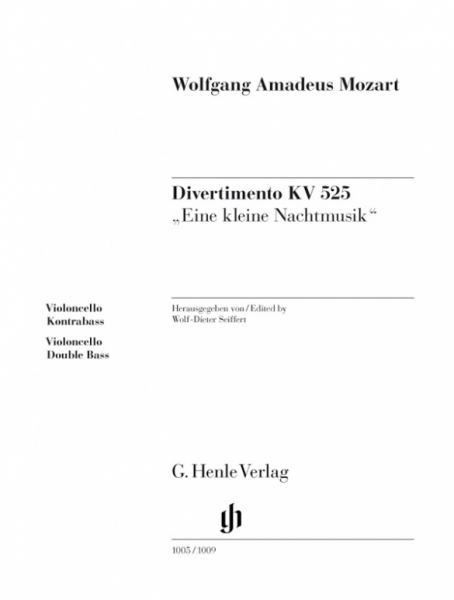 Eine kleine Nachtmusik KV525 für 2 Violinen, Viola, Violoncello (Kontrabaß)
