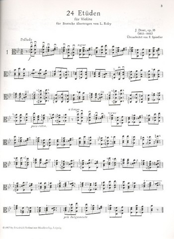 24 Etüden für Violine für Viola übertragen