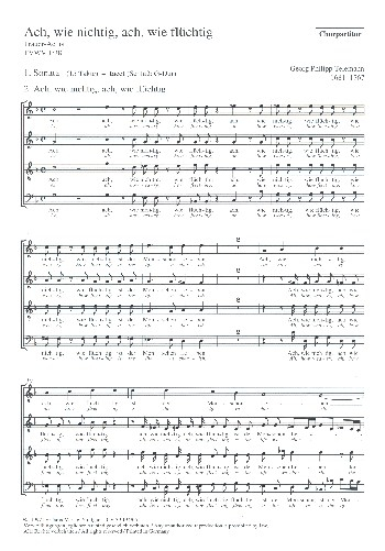 Ach wie nichtig ach wie flüchtig TWV1:38 für Soli, gem Chor und Orchester