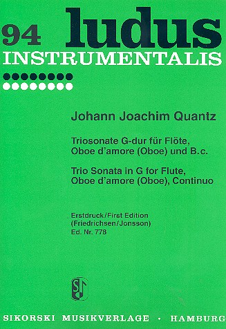 Triosonate G-Dur für Flöte, Oboe d&#039;amore (Oboe) und Bc
