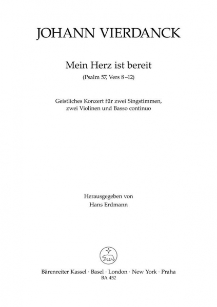 Mein Herz ist bereit Geistliches Konzert für 2 hohe Singstimmen,