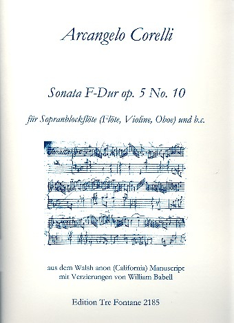Sonate F-Dur op.5,10 für Sopranblockflöte (Flöte/Violine/Oboe) und Bc