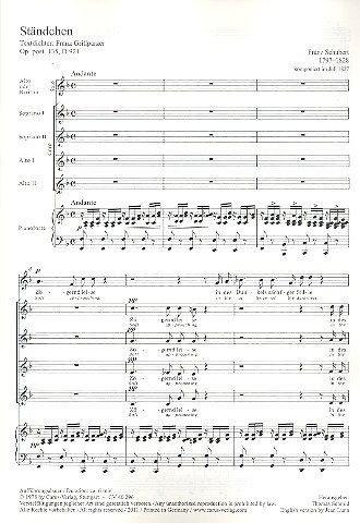 Ständchen F-Dur op. post.135 D921 für Solo Alt (Bariton), Frauenchor und Klavier
