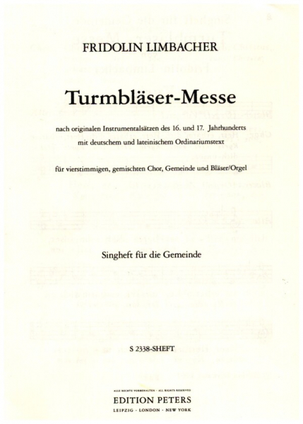 Turmbläser-Messe für gem Chor, Gemeinde und Bläser (Orgel)