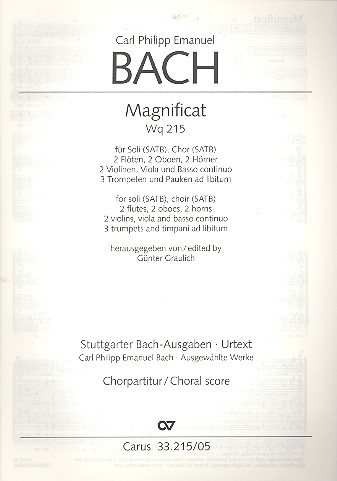 Magnificat D-Dur WQ215 für Soli, gem Chor und Orchester