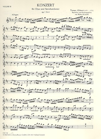 Concerto D-Dur op.7,6 für Oboe und Streichorchester