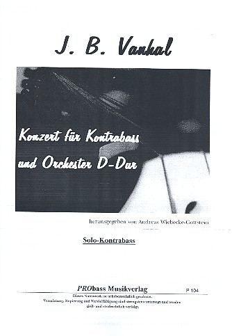 Konzert D-Dur für Kontrabass und Orchester für Kontrabass und Klavier