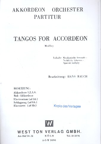 Tangos for Accordeon (Medley) für Akkordeonorchester