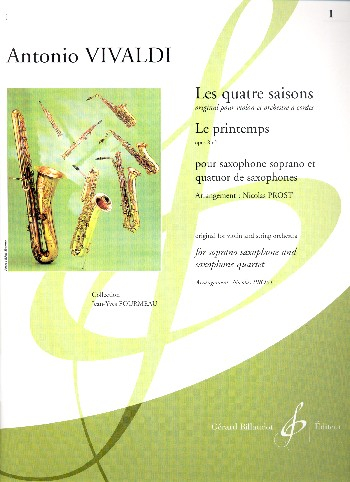 Concerto op.8,1 pour violon et orchestre pour saxophone soprano et 4 saxophones (SATBar)