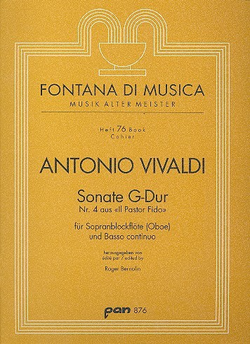 Sonate G-Dur Nr.4 für Sopranblockflöte (Oboe) und Bc