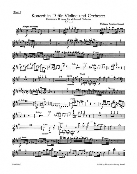 Konzert D-Dur KV211 für Violine und Orchester