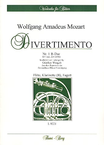 Divertimento B-Dur Nr.1 KVAnh.229 (439b) für Flöte, Klarinette und Fagott