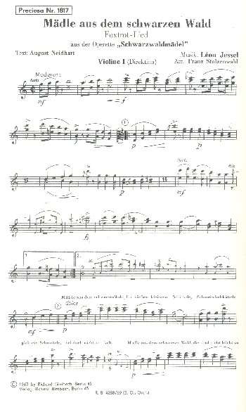 Mädle aus dem schwarzen Wald: für Salonorchester