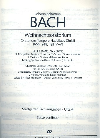 Weihnachtsoratorium BWV248 Teile 1-6 für Soli, gem Chor und Orchester