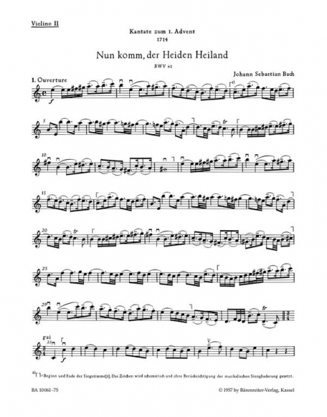 Nun komm, der Heiden Heiland Kantate Nr.61 BWV61