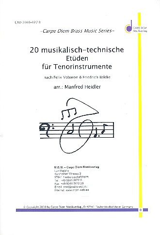 20 musikalisch-technische Etüden für Tenorinstrumente C-Stimme (Bassschlüssel)