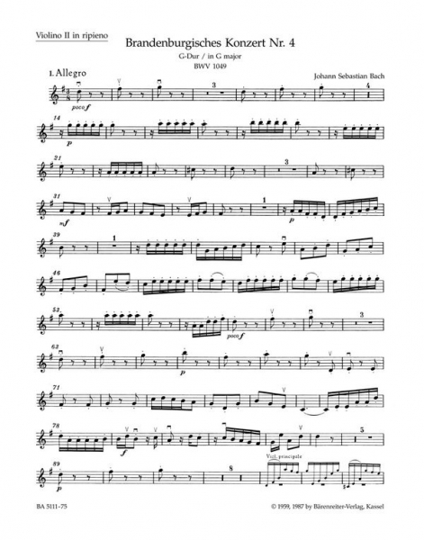 Brandenburgisches Konzert G-Dur Nr.4 BWV1049