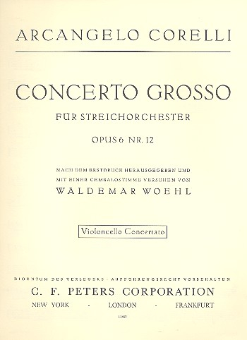 Concerto grosso F-Dur op.6,12 für 2 Violinen, Violoncello und Orchester