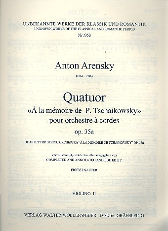 Quartett à la memoire de P. Tschaikowsky op.35a für Streichorchester