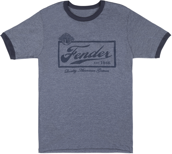 T-Shirt Fender T-Shirt Beer Label Blue L