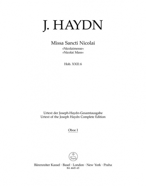 Missa Sancti Nicolai G-Dur Hob.XXII:6 für Soli, Chor und Orchester