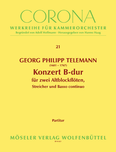 Konzert B-Dur für 2 Altblockflöten, Streicher und Bc