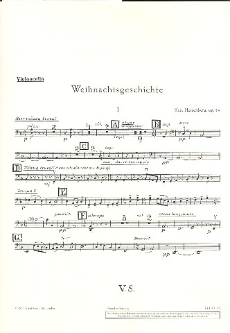 Weihnachtsgeschichte op. 54 für gemischten Chor (SATB) mit Soli (STB) und Streichorchester, Flöte