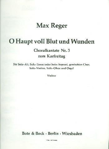 O Haupt voll Blut und Wunden für Soli, gem Chor, Violine, Oboe und Orgel