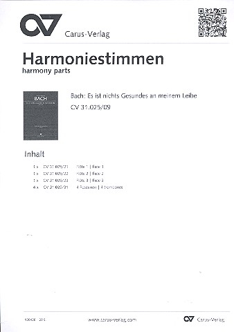Es ist nichts Gesundes an meinem Leibe Kantate Nr.25 BWV25