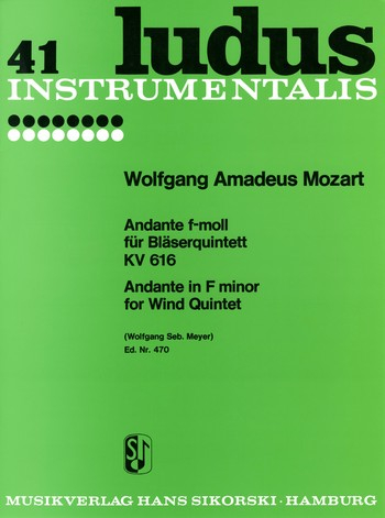 Andante für eine Walze KV616 für Bläserquintett, Stimmen