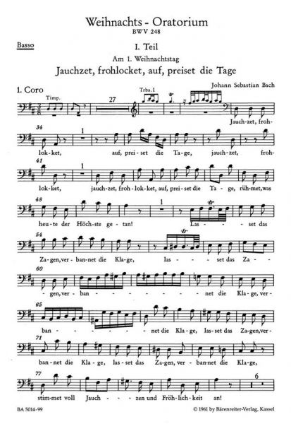 Weihnachtsoratorium BWV248 für Soli, Chor und Orchester