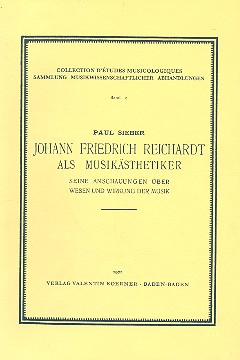 Johann Friedrich Reichardt als Musikästhetiker Seine Anschauungen