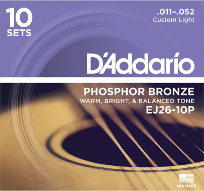 Saitensatz Pro-Pack D´Addario EJ26-10P Phosphor Bronze Custom Light