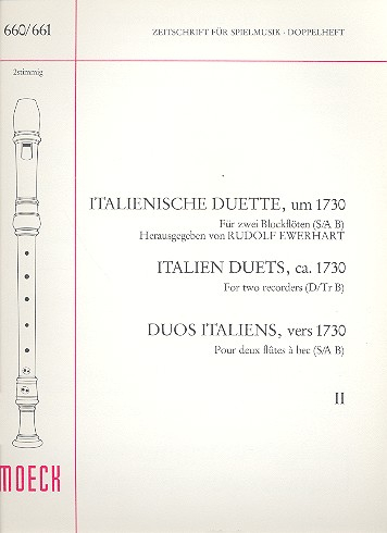 Italienische Duette um 1730 Band 2 für 2 Blockflöten (S/A B )
