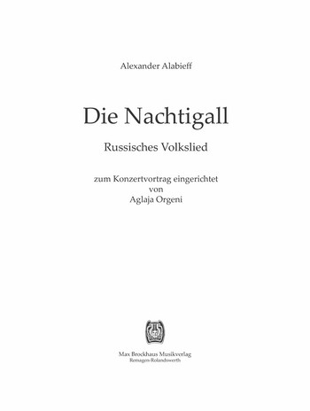 Die Nachtigall für Singstimme und Klavier (Dt)