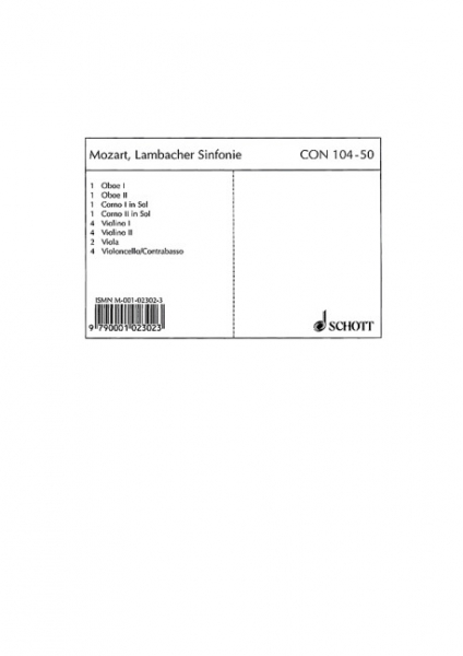 Lambacher Sinfonie KV 45a für Orchester