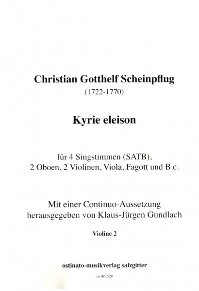 Kyrie Eleison für 4 Singstimmen, 2 Oboen, 2 Violinen, Viola, Fagott und Bc