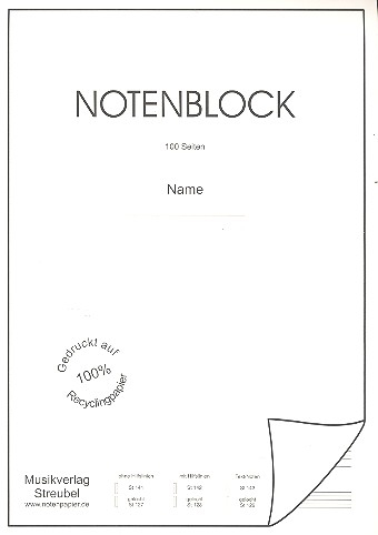 Notenblock 14 Systeme mit Lineatur für Texteinträge Din A4, 100 Seiten, 50 Blätter