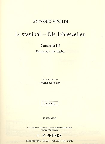 Konzert F-Dur RV293 op.8,3 &#039;Der Herbst&#039; für Violine und Streicher