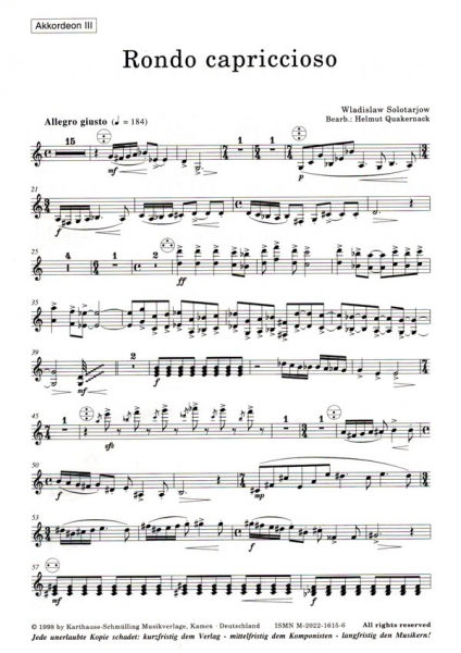 Rondo capriccioso für Akkordeonorchester