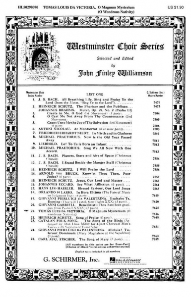 O magnum mysterium for mixed chorus a cappella