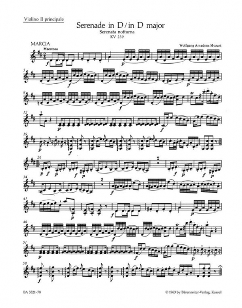 Serenade D-Dur KV239 für Orchester