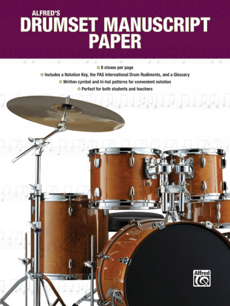 Drumset Manuscript Paper 8 Staves per Page
