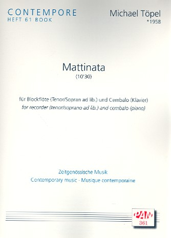Mattinata für Tenorblockflöte (Sopran) und Cembalo (Klavier)